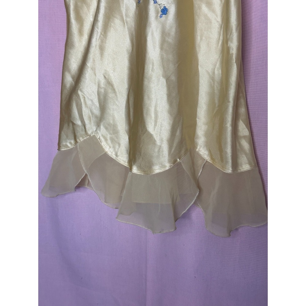 Secret Treasures Yellow Satin Slip Dress Chemise M Fairy Whimsical Nightgown - Picture 4 of 7